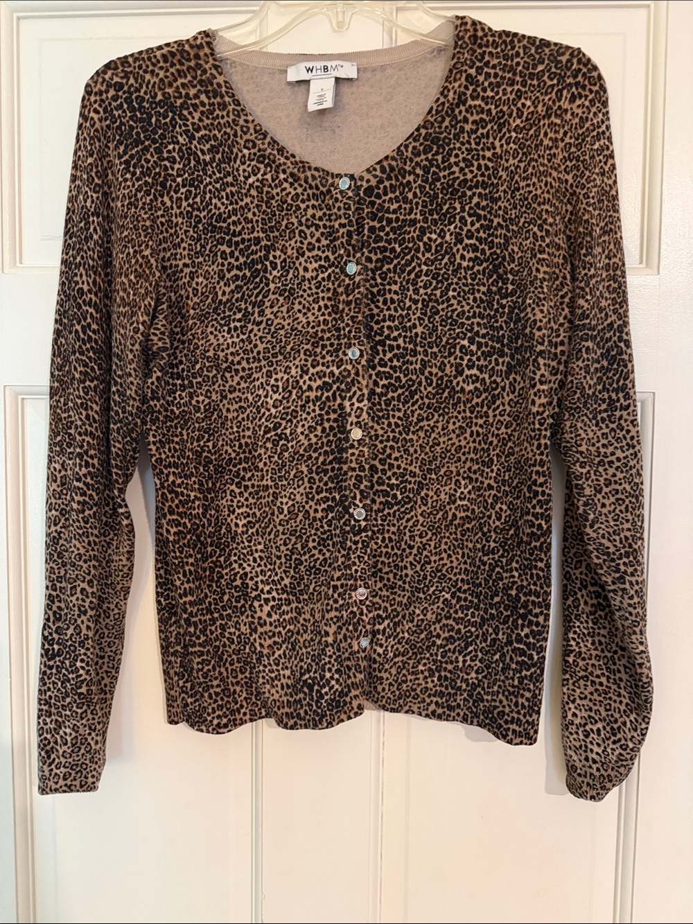 White House Black Market Leopard Print Button-Down Cardigan